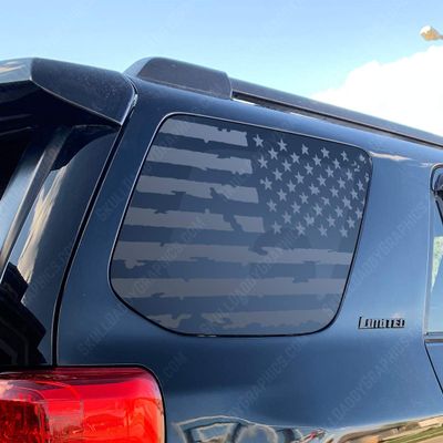 Distressed USA PRECUT Window Flags Decals Sticker to fit Toyota 4Runner 2010-2023 (Passenger Side)