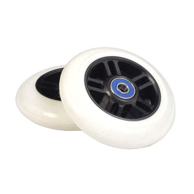 98 mm Razor A Kick Scooter Wheels with Bearings and 5 Spoke Rims (Set of 2) (White Wheel Black Hub)