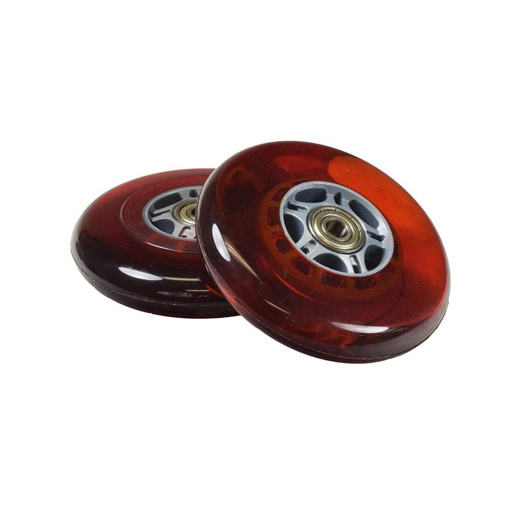 98 mm Razor A Kick Scooter Wheels with Bearings and 5 Spoke Rims (Set of 2) (Orange Wheel Gray Hub)