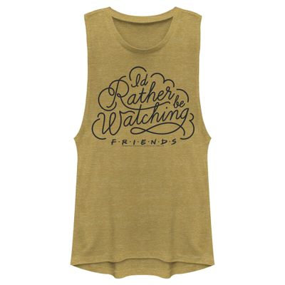 Junior's Friends Rather Be Watching Doodle Festival Muscle Tee - Gold Heat