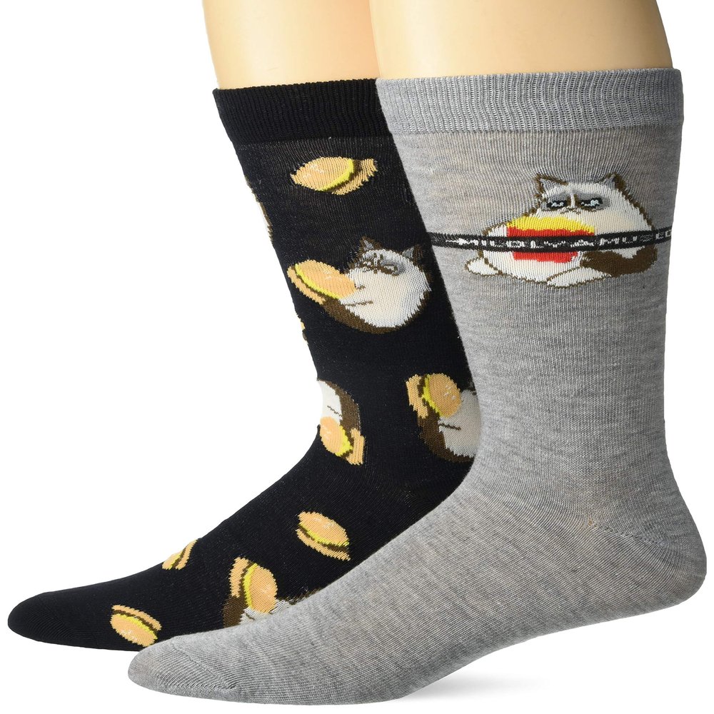 Grumpy Cat mens Grumpy Cat 2 Pack Crew Casual Sock, Grey Multi, 10-13 US