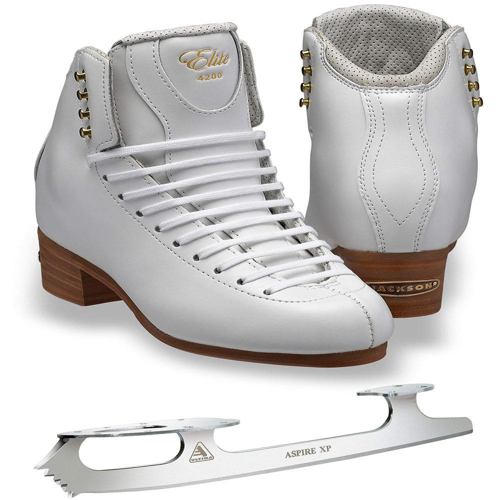 SKATE GURU Jackson Ultima - Boots Bundle with Blades - Elite DJ4200 - White Size: Adult 6 / Width: Narrow (A)