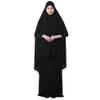 Adela Boutique Women's Two-Piece Muslim Prayer Dress Hijab Scarf Islamic Abaya Full Length Dress 2XL Black view 1