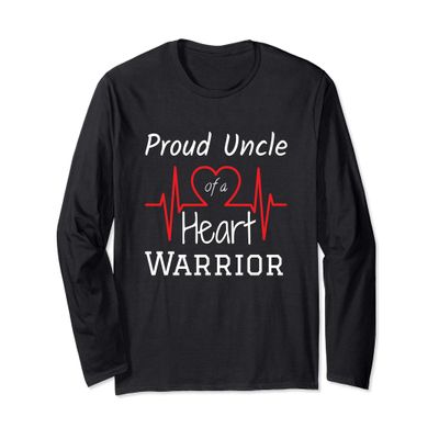 CHD Heart Warrior Uncle Shirt Congenital Heart Defect HLHS Long Sleeve T-Shirt