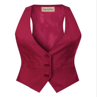 Design by Olivia Women's Dressy Casual Versatile Racerback Vest Three Button Tuxedo Suit Waistcoat Burgundy S