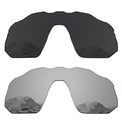 Puzzley Mirror Polarized Replacement Lenses for Oakley Radar EV Advancer OO9442 Sunglasses - Retro Black + Silver Mirror