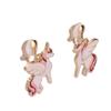 HAPPYAN Fashion Style Zin-Alloy Gold Color Enamel Unicorn Clip on Earrings No Pierced Hypoallergenic Clip-ons (Pink Mixed) view 3