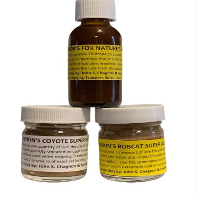 WildernessTrappers Favorite 3 Lenon Fox, Coyote & Bobcat Lures Powerful Stuff 1 oz Jars