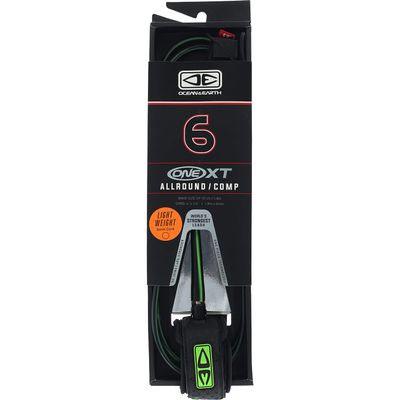 Ocean & Earth One XT All Around Comp Black/Lime Surfboard Leash - 6'
