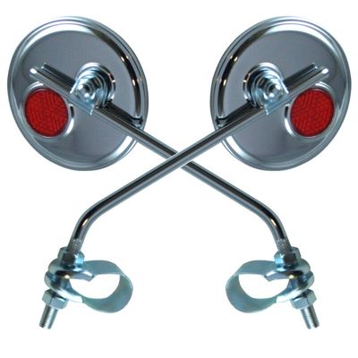 2x VINTAGE CLASSIC RETRO BIKE BICYCLE REAR VIEW MIRROR ROUND 3" HANDLEBAR CHROME