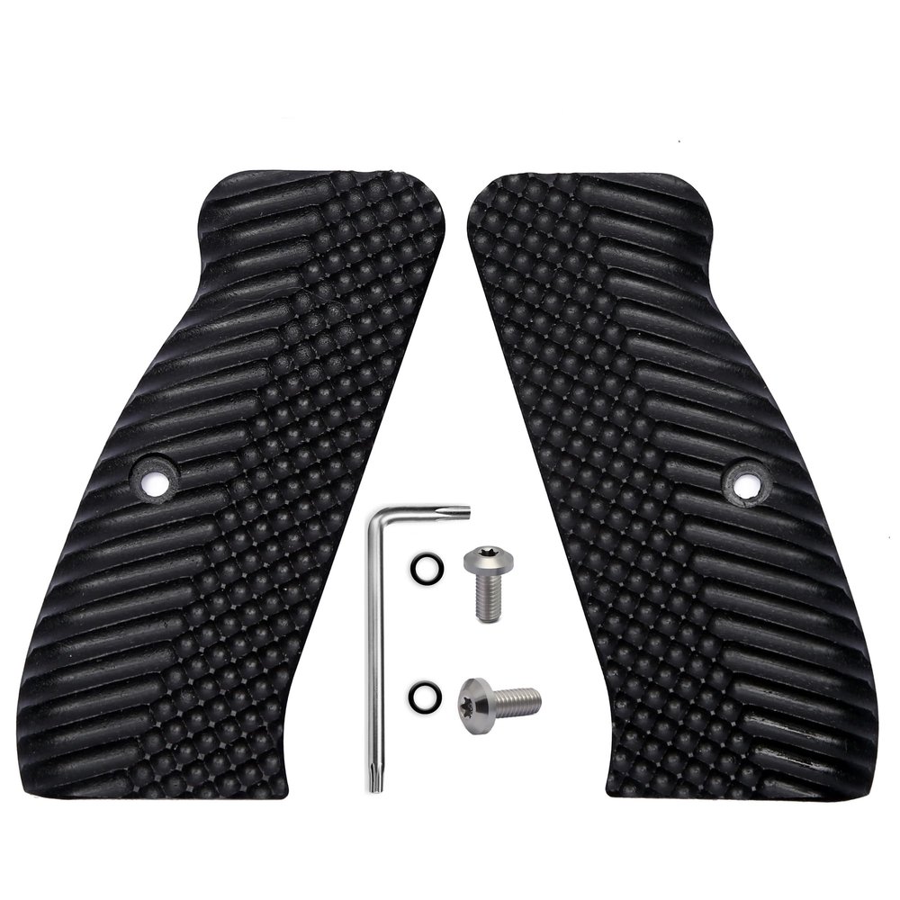 Guuun G10 CZ 75 Grips for Full Size CZ SP-01 OPS Texture - 8 Color Options - Black