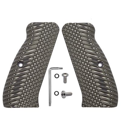 Guuun G10 CZ 75 Grips for Full Size CZ SP-01 OPS Texture - 8 Color Options - Green/Black