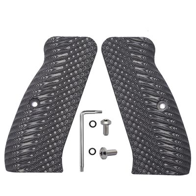 Guuun G10 CZ 75 Grips for Full Size CZ SP-01 OPS Texture - 8 Color Options - Gray/Black
