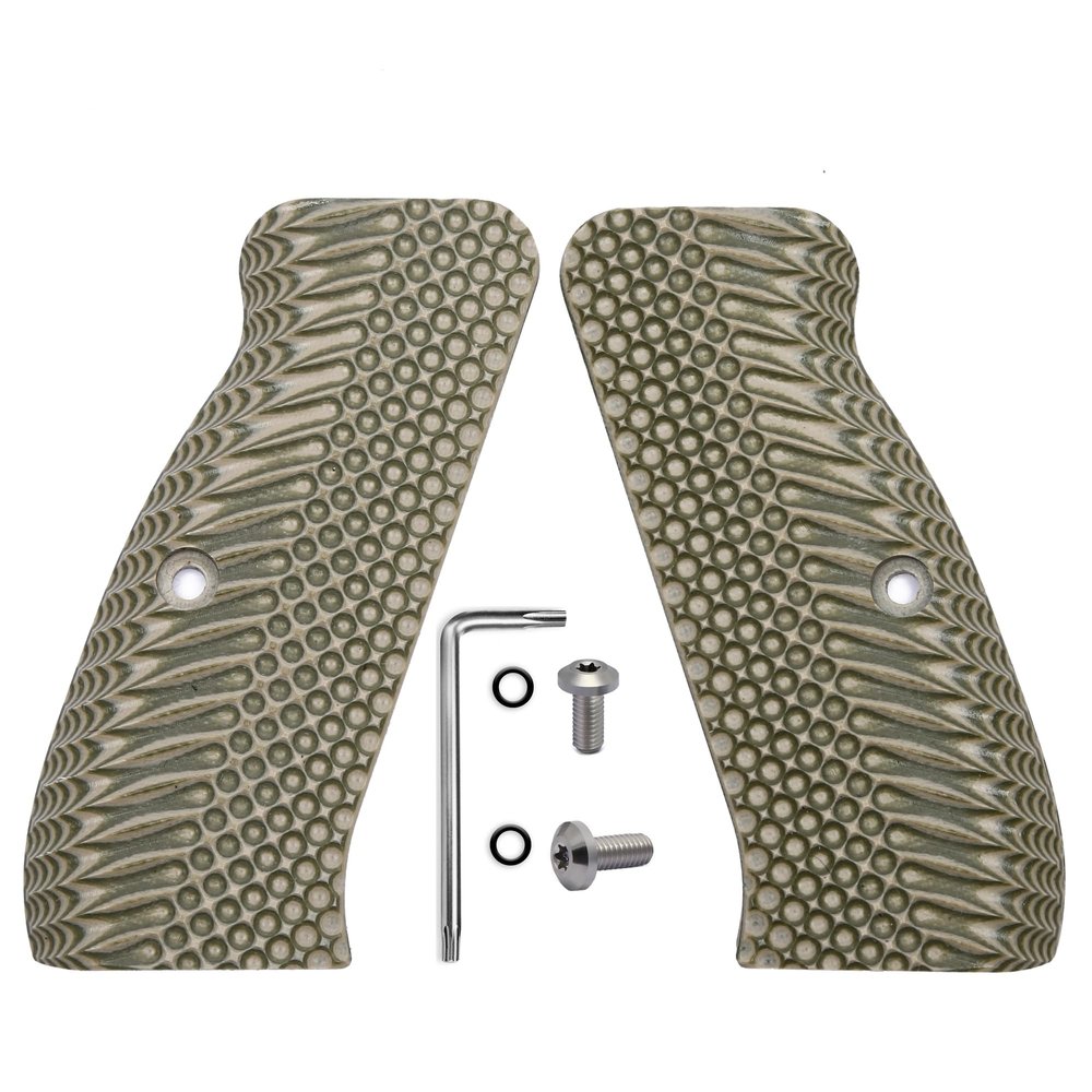 Guuun G10 CZ 75 Grips for Full Size CZ SP-01 OPS Texture - 8 Color Options - OD/Green