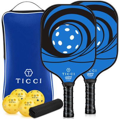 Pickleball Paddles Set of 2, USAPA Approved Fiberglass Pickleball Set with 4 Balls & Carry Bag, Lightweight Rackets for Beginners & Adults