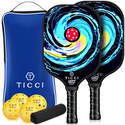 Pickleball Paddles Set of 2, USAPA Approved Fiberglass Pickleball Set with 4 Balls & Carry Bag, Lightweight Rackets for Beginners & Adults