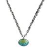 Victorian Vault Black Velvet Dragon Scales Steampunk Gothic Necklace Pendant on Chain (Green Aqua) view 1