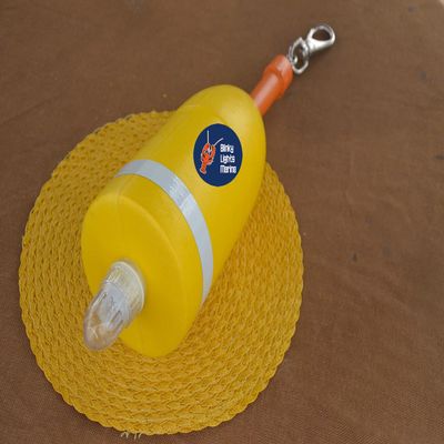 Blinky Lights Marine Marker Buoy Float with LED Flashing Strobe and Weighted Hook Regular Size for Boat Dingy Kayak Lobster Hoop Net Crab Pot Nighttime Fishing Marine Project, Made in USA