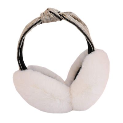 Women Lovely Earmuffs Winter Adjustable Earmuffs Cold Weather Folding Earmuffs (White)