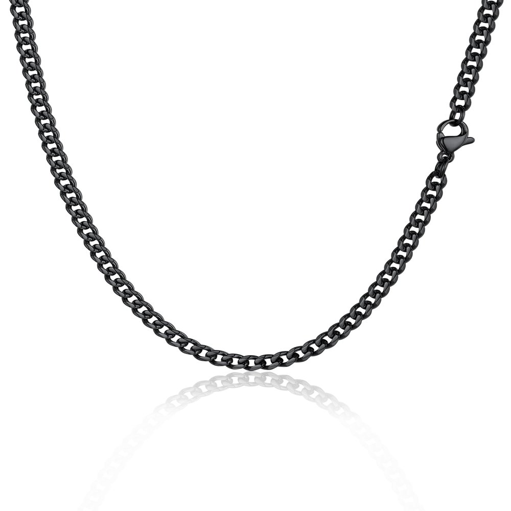 PROSTEEL Black Cuban Link Chain Necklace Gift Gothic Punk Women Men Curb Chains For Pendant Statement Black Necklaces