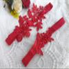 Oyabridal Wedding Garters for Bride Bridal Garter Set Leaf Garter for Wedding Plus Size W09 (Red) view 3