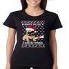 ALLNTRENDS Merry Pugly Christmas Women's T Shirt Ugly Christmas Dog Tee (L, Black) view 1
