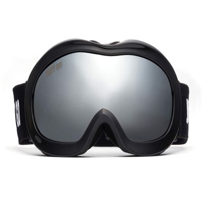 JUST GO Kids Ski Goggles with EVA case, Snowboard Snow Goggles Anti-Fog Double-Layer UV 400 Protection Lens for Boy and girl, Black Frame, Silver Lens (VLT 10.6%) with EVA Case