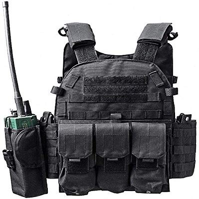 Invenko Heavy Duty Tactical Molle Airsoft Vest Outdoor Hunting Paintball Sports Outdoor Gaming Security Guard Duty Cosplay Soft Vest (black)