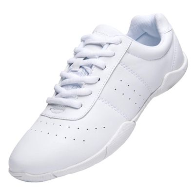 Lnafan Womens Girls Lace-Up Gym Sport Aerobics Cheerleading Dance Shoes Training Sneakers White Size 5.5M