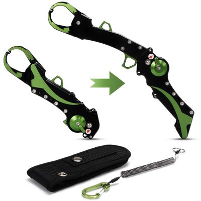 Night Cat Folding Fishing Lip Gripper Grabber Grip with Sheath Foldable Collapsible Fish Holder Control Accessories Portable Lightweight Aluminium Alloy 110lbs Loading Capacity