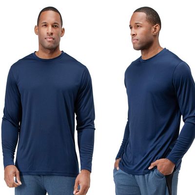 DEVOPS 2 Pack Men's Sun Protection Shirts UV SPF Long Sleeve Rash Guard Fishing Running Garden Cycling Garage Shirt Homewear Quick Dry Lightweight (Large, Navy)