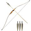 54Inch Archery Traditional Recurve Bow 10-35lbs Sport Bow Bow and Arrow Set Wooden Longbow Hunting for Target Practice Training Right Handed (Bow+6pcs Arrows, 20lbs) view 3