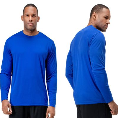 DEVOPS 2 Pack Men's Sun Protection Shirts UV SPF Long Sleeve Rash Guard Fishing Running Garden Cycling Garage Shirt Homewear Quick Dry Lightweight (Medium, Dark Royal)