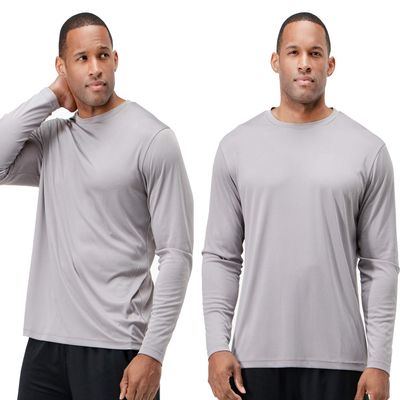 DEVOPS 2 Pack Men's Sun Protection Shirts UV SPF Long Sleeve Rash Guard Fishing Running Garden Cycling Garage Shirt Homewear Quick Dry Lightweight (X-Large, Grapite)