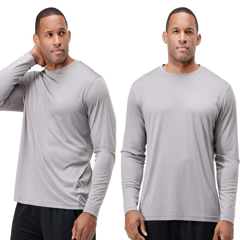 DEVOPS 2 Pack Men's Sun Protection Shirts UV SPF Long Sleeve Rash Guard Fishing Running Garden Cycling Garage Shirt Homewear Quick Dry Lightweight (X-Large, Grapite)