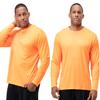 DEVOPS 2 Pack Men's Sun Protection Shirts UV SPF Long Sleeve Rash Guard Fishing Running Garden Cycling Garage Shirt Homewear Quick Dry Lightweight (Small, Safty Orange) view 1