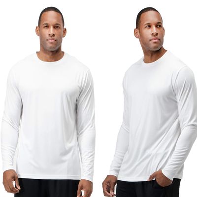 DEVOPS 2 Pack Men's Sun Protection Shirts UV SPF Long Sleeve Rash Guard Fishing Running Garden Cycling Garage Shirt Homewear Quick Dry Lightweight (2X-Large, White)