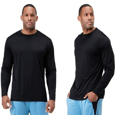 DEVOPS 2 Pack Men's Sun Protection Shirts UV SPF Long Sleeve Rash Guard Fishing Running Garden Cycling Garage Shirt Homewear Quick Dry Lightweight (2X-Large, Black)