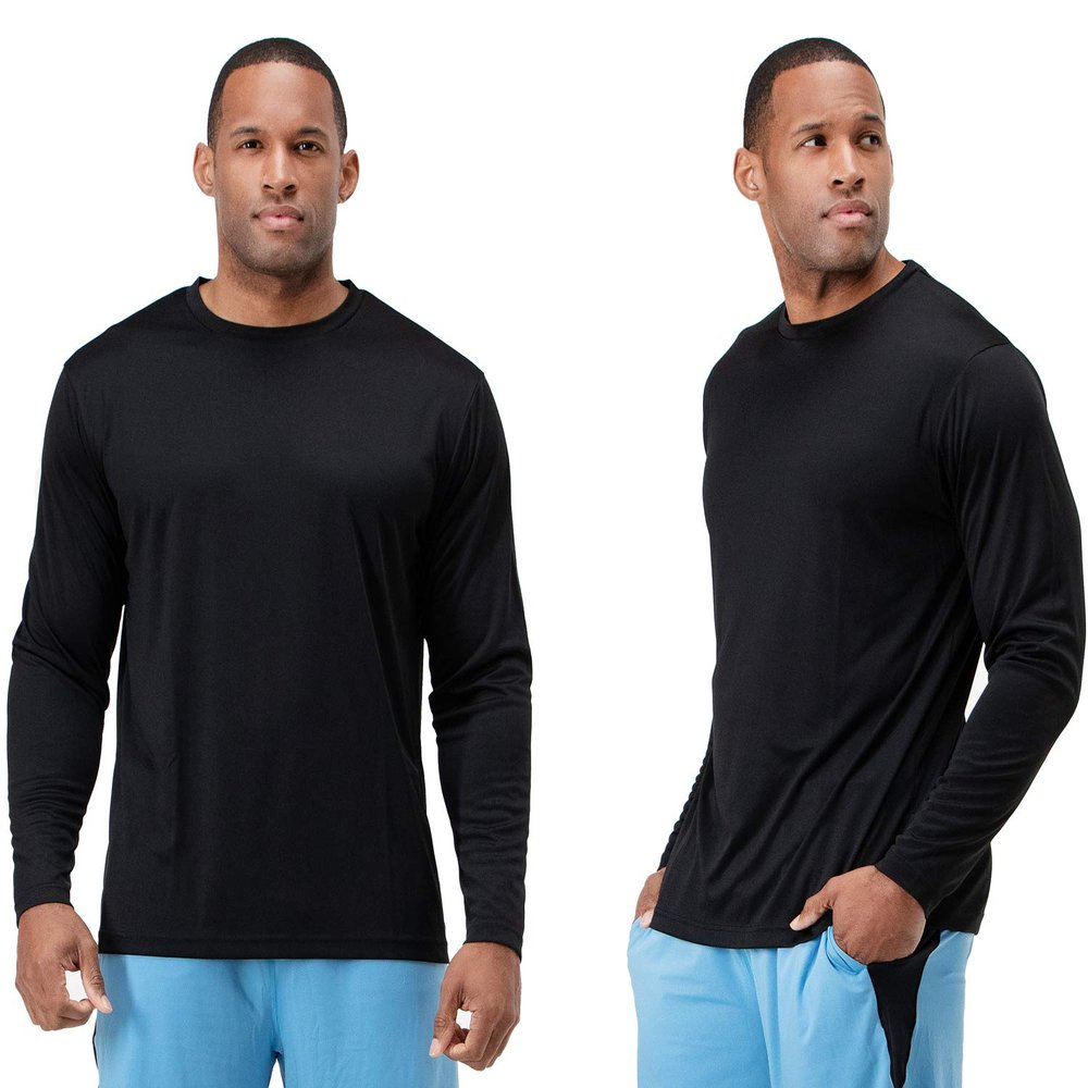 DEVOPS 2 Pack Men's Sun Protection Shirts UV SPF Long Sleeve Rash Guard Fishing Running Garden Cycling Garage Shirt Homewear Quick Dry Lightweight (2X-Large, Black)