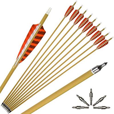 ZSHJGJR Archery Carbon Arrows 30 Inch Hunting Arrow Spine 500 Targeting Arrow Spine 450 Practice with Removable Field Point for Recurve & Compound Bow 12 Pieces (Orange)