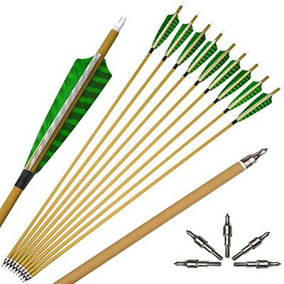 ZSHJGJR Archery Carbon Arrows 30 Inch Hunting Arrow Spine 500 Targeting Arrow Spine 450 Practice with Removable Field Point for Recurve & Compound Bow 12 Pieces (Green)