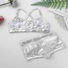 Agoky Little Big Girls Ballet Gym 2PCS Sequins Mermaid Tank Top Shorts Set Tankini Swimwear or Gymnastics Leotard Silver Shiny 8-10 view 3