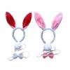 2 Sets Long Rabbit Ears Headband Bunny Costume Kit with Bowknot Tie Furry Tail for Kid Adult Christmas Easter Cosplay view 1
