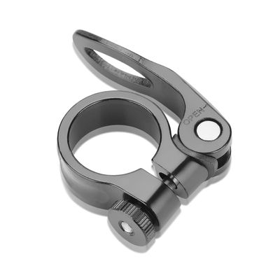 Bicycle Seat Post Clamp, Quick Release Lever for 28.6mm or 25.4mm Seat Tubes, Aluminum Alloy (Black)