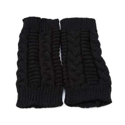 Sevenfly 1 Pairs Women Winter Warm Knit Fingerless Gloves Hand Crochet Thumbhole Arm Warmers Mittens(Black)