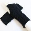 Sevenfly 1 Pairs Women Winter Warm Knit Fingerless Gloves Hand Crochet Thumbhole Arm Warmers Mittens(Black) view 2