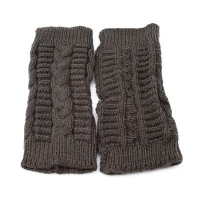 Sevenfly 1 Pairs Women Winter Warm Knit Fingerless Gloves Hand Crochet Thumbhole Arm Warmers Mittens(Dark Gray)