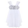 Aislor Kid Girls Chiffon Sequins Adjustable Shoulder Straps Lyrical Dance Costume Ballet Dance Gymnastics Leotard Dress White 6 Years view 4