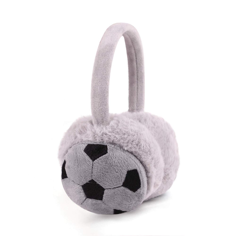 Kids Fashion Football Design Earmuffs Winter Fall Thick Windproof Furry Ski Cycling Camping Sledding School Ear Cover Warmer for Girls Boys