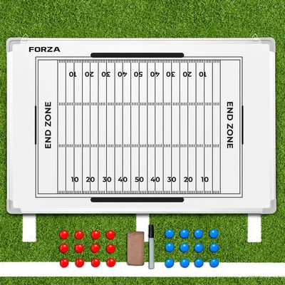 FORZA 35in x 24in Double-Sided Sports Coaching Whiteboard | 13 Sport Options - Dry Erase Board Equipped with Magnetic Markers, Pen & Eraser (Football, Without Carry Bag)